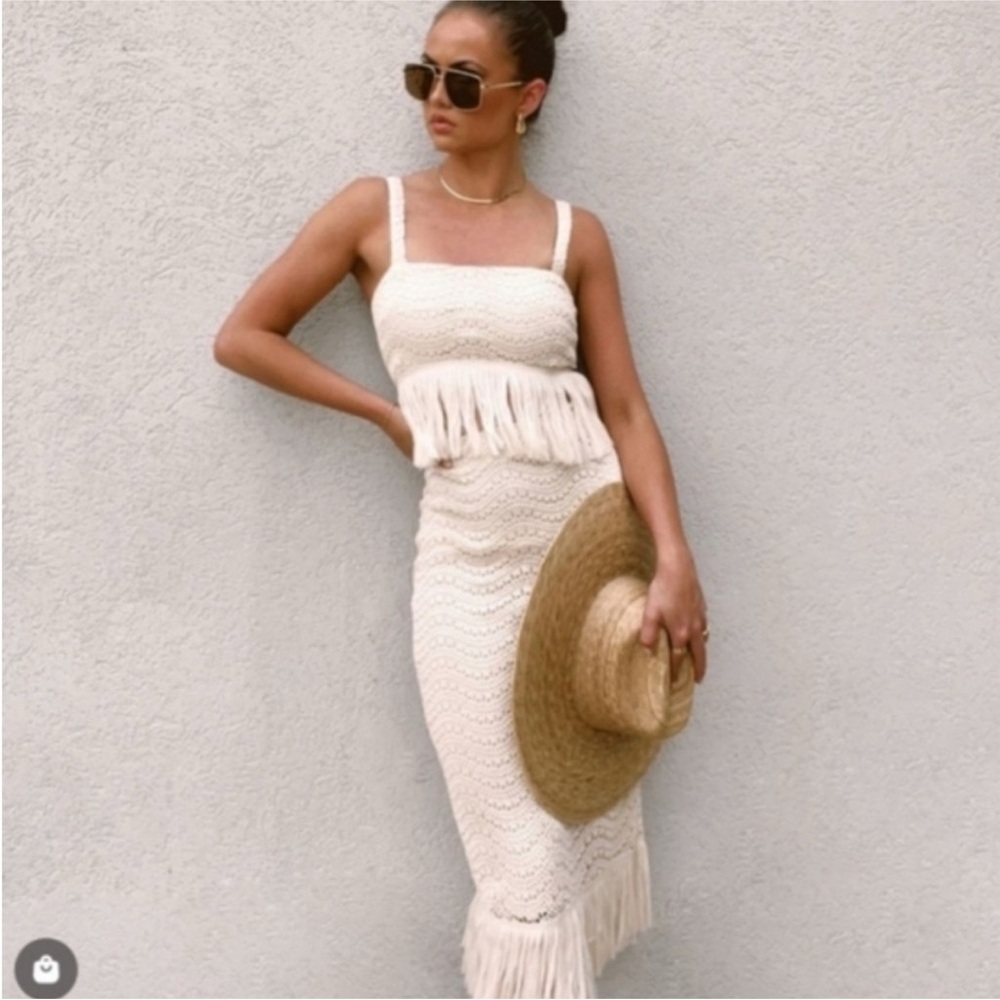 ANTONIO MELANI Cream Fringe Dress